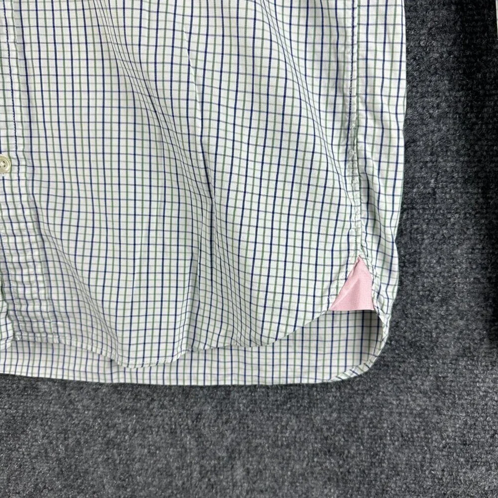 J Crew Shirt Mens Large Regular Fit Button Down Blue Green White Cotton Plaid